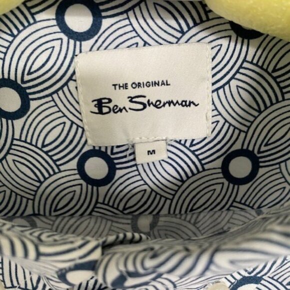 BEN SHERMAN Short Sleeve Retro Blue Print Shirt Sz Medium - Picture 6 of 12